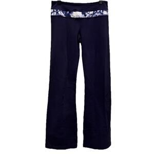 Lululemon Groove Pant Navy Blue Wide Leg Tie Dye Waistband Yoga Pants Size 6